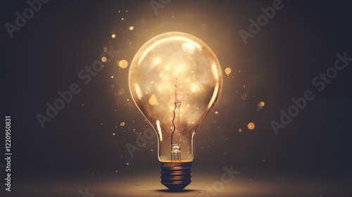 A thought bubble with a lightbulb inside, showing an idea, with ample space on the left or right side, soft light background,generative ai illustration