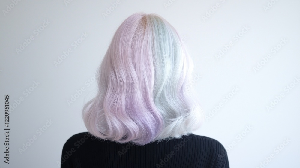 Naklejka premium A woman with a purple and blue hair color