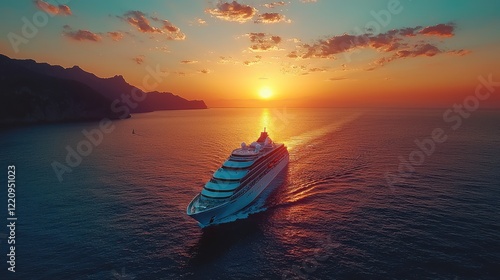 Cruise Ship Sunset Voyage: Majestic Ocean Journey