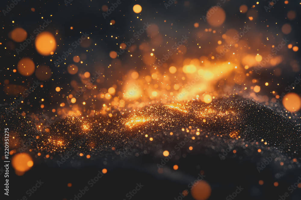 Fototapeta premium Abstract image with fire particles on a black background.