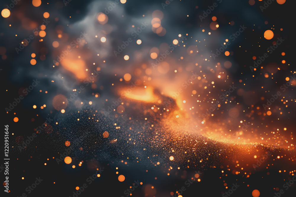 Abstract image with fire particles on a black background. Abstract image with fire particles on a black background.