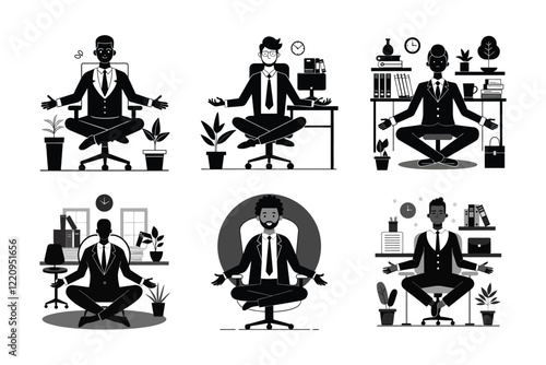 Silhouette of Mindful Office Yoga for a Balanced Workday