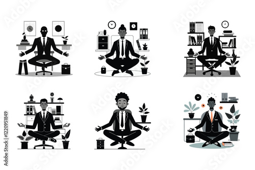 Silhouette of Mindful Office Yoga for a Balanced Workday
