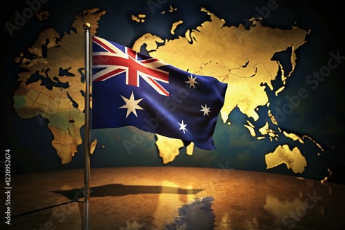 Low Light Animated Australian Flag & Map: Patriotic Motion Graphics photo