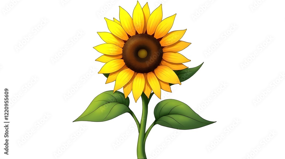 Fototapeta premium Vibrant Sunflower Illustration Bright Yellow Flower Design