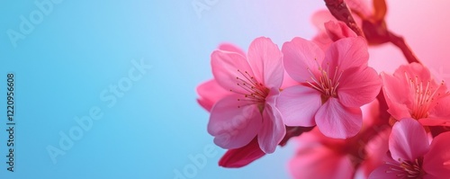 Wallpaper Mural A close-up of delicate pink cherry blossoms against a soft blue background, capturing the beauty of springtime blooms. Torontodigital.ca
