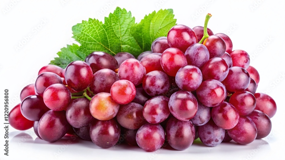 Fototapeta premium Lush Red Grapes Isolated on White Background - High-Resolution Stock Photo