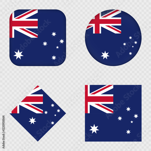 Australia Flag Icons Pack. Vector illustration.