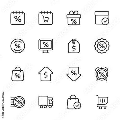 A set of icons for shopping and discounts