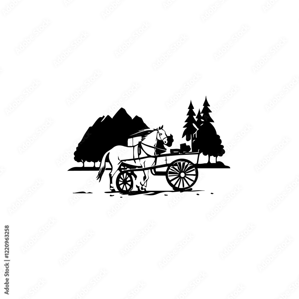 Fototapeta premium Horse Carriage Vector Logo Design