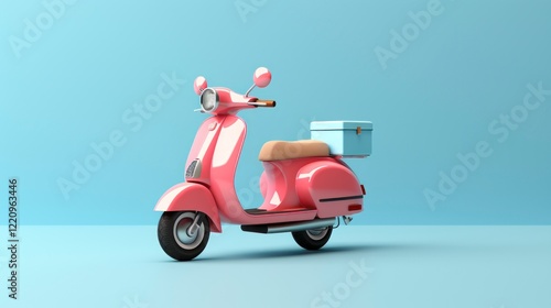 Delivery scooter on plain background, ecommerce delivery transportation concept
