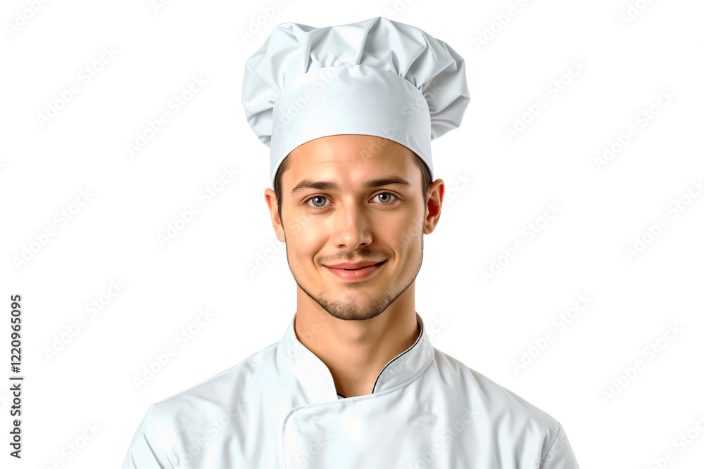 Portrait of a smiling handsome chef with a hat, isolated on white background Portrait of a smiling handsome chef with a hat, isolated on white background
