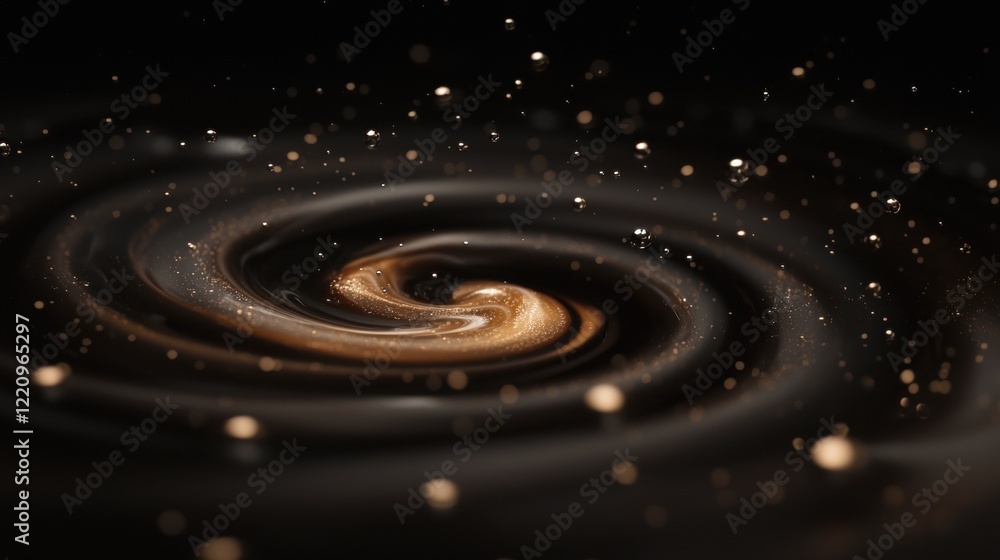 Fototapeta premium A swirl of chocolate with gold specks in the middle