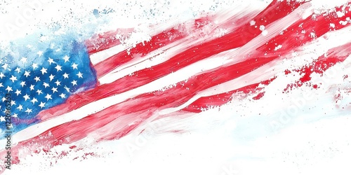 Red, white, and blue American flag with stars