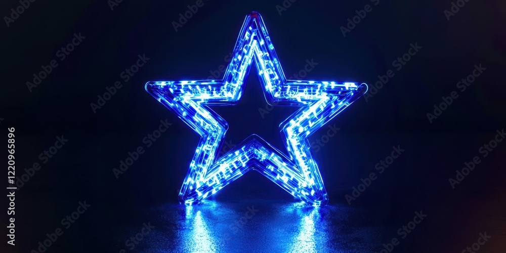 Blue star with lights on it Blue star with lights on it