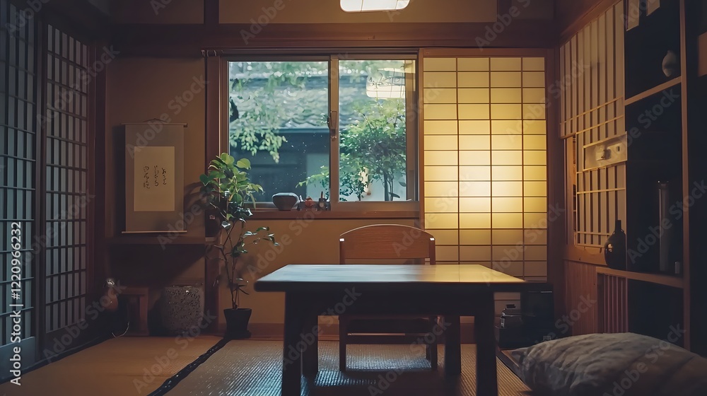 Minimalist Home Office with Wooden Desk and Cozy Chair by Window Minimalist Home Office with Wooden Desk and Cozy Chair by Window