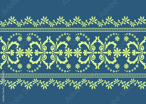 Seamless Classic Damask
Vector Illustration Pattern for Luxury Textiles Blue and Green Background Design