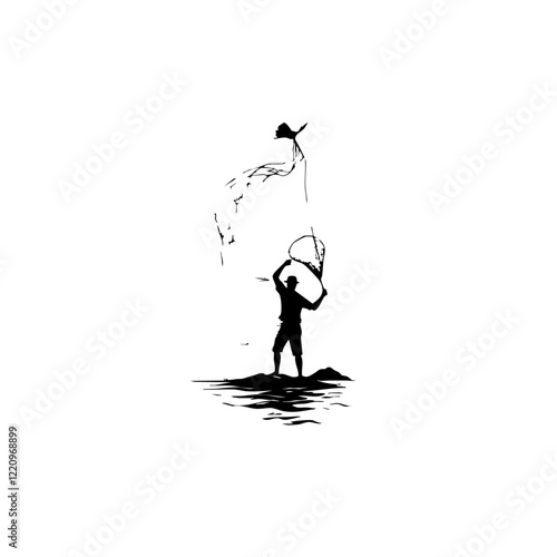 Wallpaper Mural Fishing Vector Logo Design Torontodigital.ca