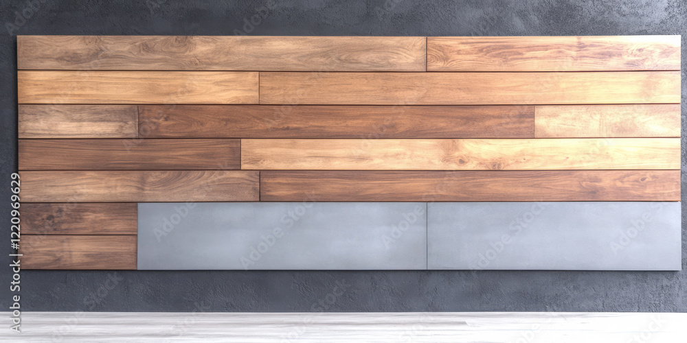 Modern wood and concrete wall design in a contemporary interior space Modern wood and concrete wall design in a contemporary interior space