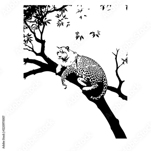 Cheetah On Branch Vector Logo Design