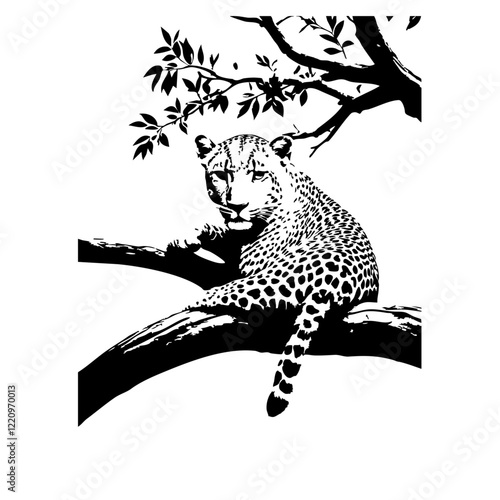 Cheetah On Branch Vector Logo Design