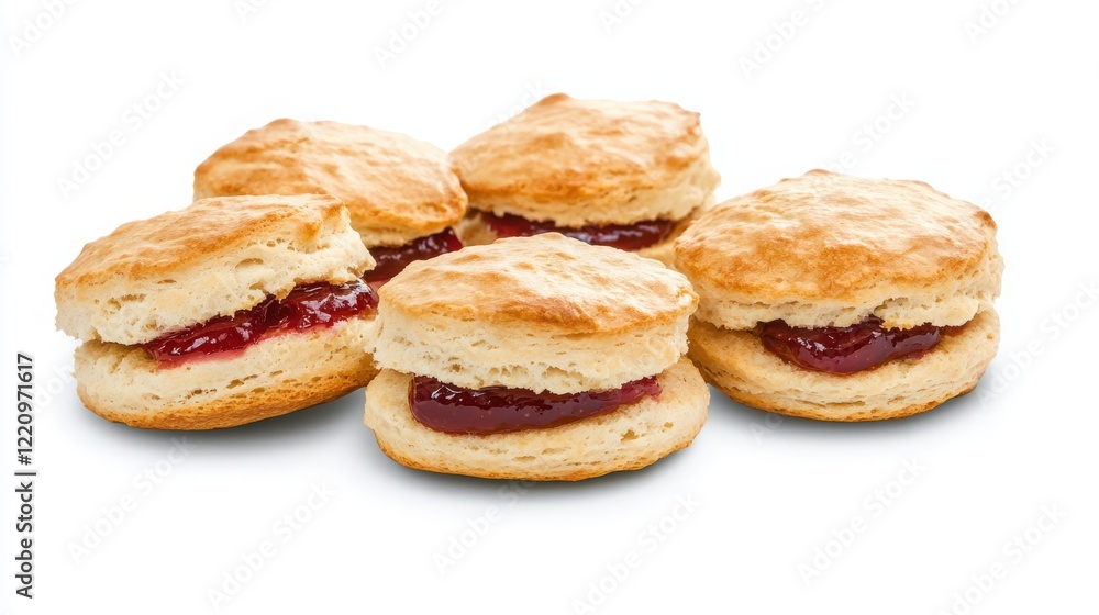 Traditional English scones with jam and cream Traditional English scones with jam and cream