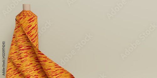 Foto geometric  Patterned Fabric Roll in yellow orange red Colors