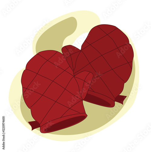 Cooking Glove or Oven Mitt Vector. red glove