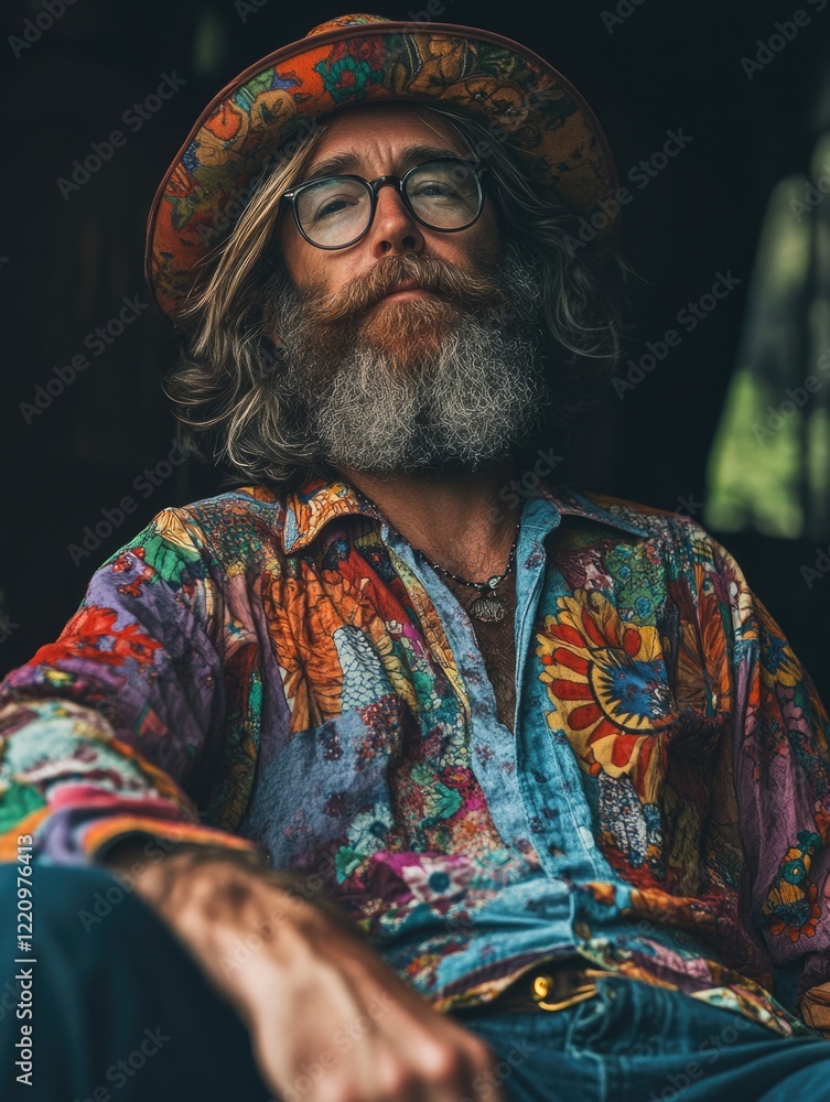 Fototapeta premium Bearded Man in Colorful Outfit