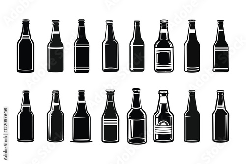 Silhouette of Beer Glass and Bottle Vector Illustration