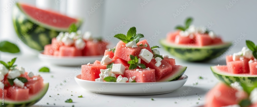 A Splash of Summer in a Vibrant Watermelon Feta Salad. A Splash of Summer in a Vibrant Watermelon Feta Salad.