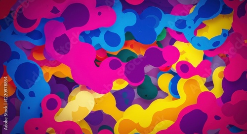 Abstract Color Splash: A vibrant and dynamic display of amorphous shapes and colors, creating an eye-catching and energetic visual experience.