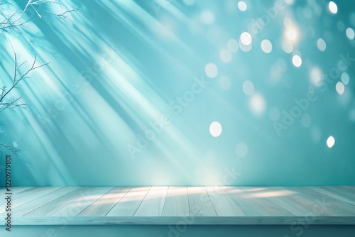 Wallpaper Mural Serene Winter Product Presentation: Light Blue Abstract Background with Sunlight Reflections and Shadows Torontodigital.ca