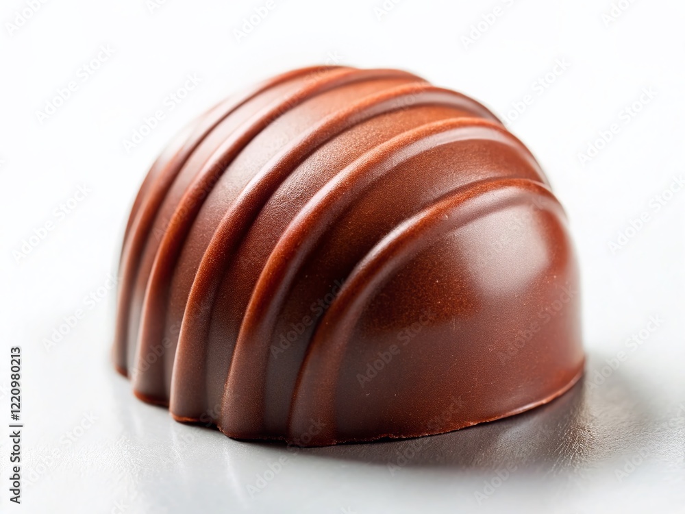 Minimalist Cocoa Candy Photography: Smooth Chocolate Treat on White Background Minimalist Cocoa Candy Photography: Smooth Chocolate Treat on White Background