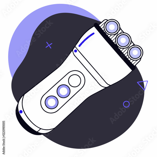 Electric shaver illustration in black and purple