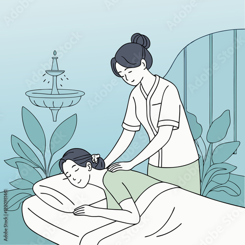 Woman receiving neck massage in spa setting