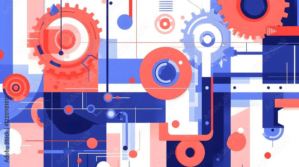 Vibrant Mechanical Featuring Gears,Bearings and Tools in a Flat Design Vibrant Mechanical Featuring Gears,Bearings and Tools in a Flat Design