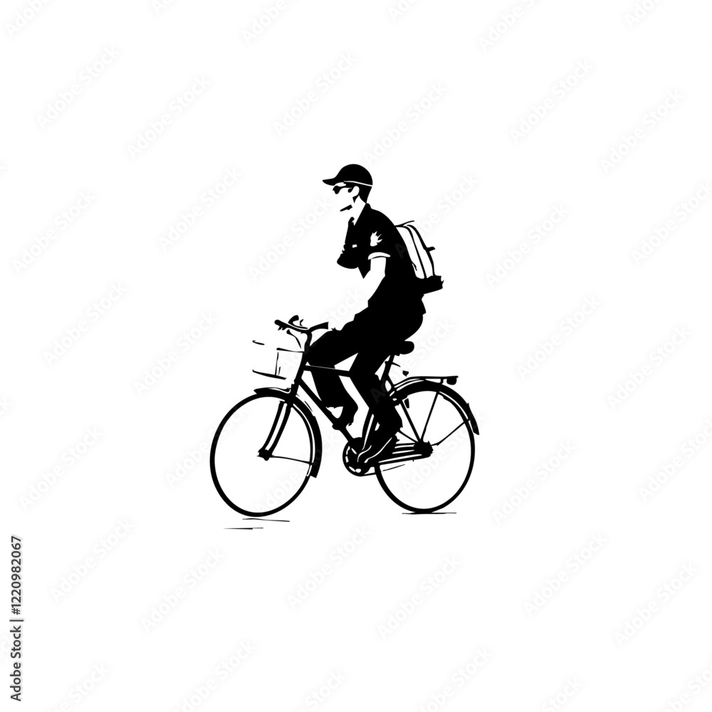 Fototapeta premium Cyclist with a Backpack
