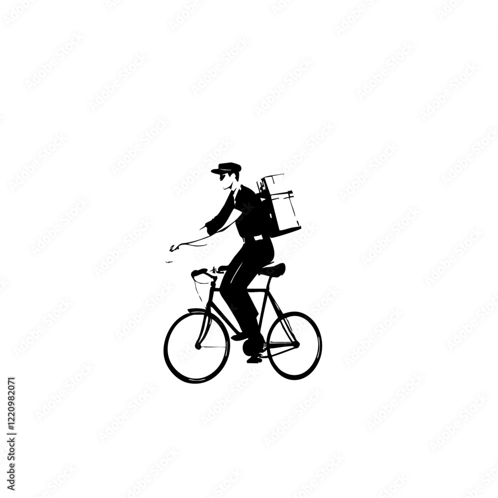 Obraz premium Courier on a Bicycle