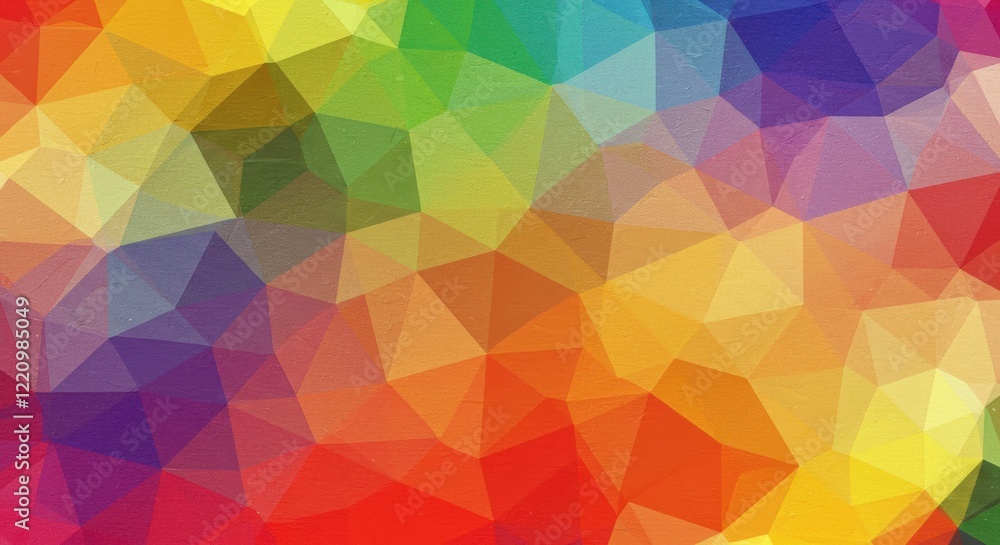 Abstract Rainbow Geometry: A vibrant and intricate low-poly pattern bursts with a full spectrum of colors, creating a visually dynamic and modern design Abstract Rainbow Geometry: A vibrant and intricate low-poly pattern bursts with a full spectrum of colors, creating a visually dynamic and modern design