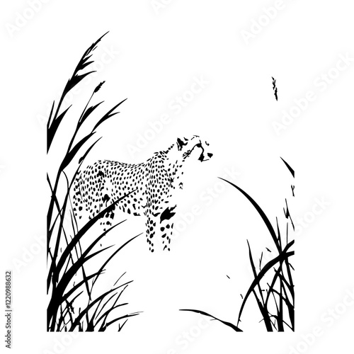 Cheetah Hidden in the Grasslands