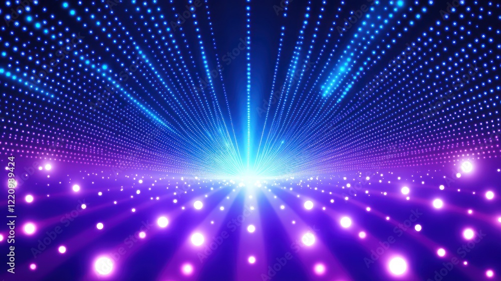 Obraz premium Futuristic stage, purple blue light show, event background