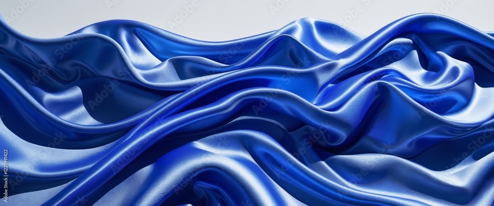 Obraz premium Organic Waves of Royal Blue Textile with Reflective Surface Creating Dynamic Light and Shadow Play in a Flowing Water Scene