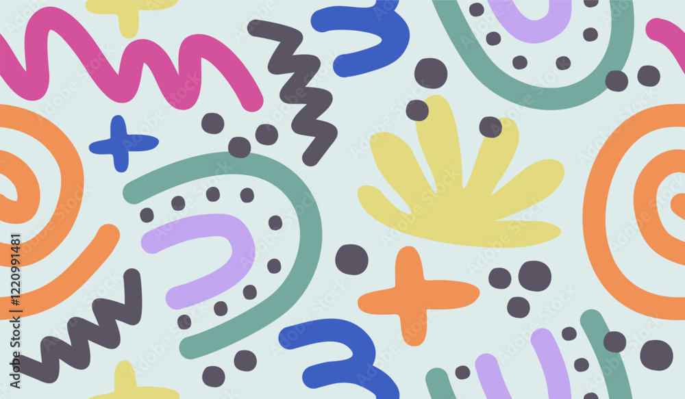 Obraz premium Colorful cute doodle pattern background vector design