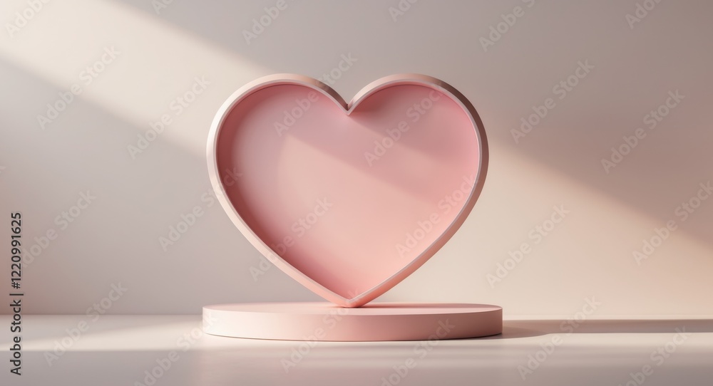 Pink Heart Shaped Display Background with Copy Space Pink Heart Shaped Display Background with Copy Space