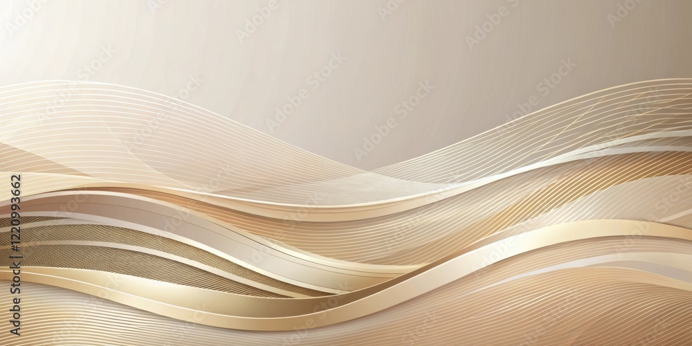 Obraz premium Abstract Beige and Gold Wave Pattern Background Design for Elegant Presentation