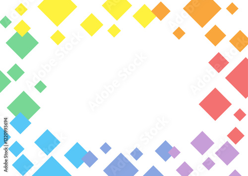 カラフルな虹色の幾何学模様のフレーム