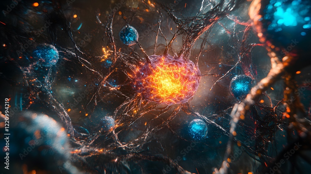 A visually intricate web of interconnected nodes and synapses, resembling a neural map of the human brain, pulsating with colorful energy and digital currents in a futuristic sci-fi setting, hyper-rea A visually intricate web of interconnected nodes and synapses, resembling a neural map of the human brain, pulsating with colorful energy and digital currents in a futuristic sci-fi setting, hyper-rea