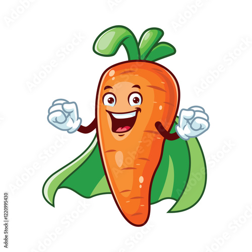 vector cartoon, character, and mascot of a carrot superhero.eps