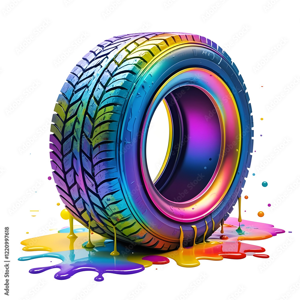 Obraz premium Colorful tire, vibrant gradient